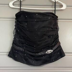 Vintage Black Corset with Rhinestones